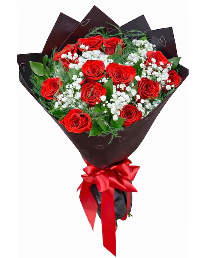 A dozen red roses, the Love bouquet