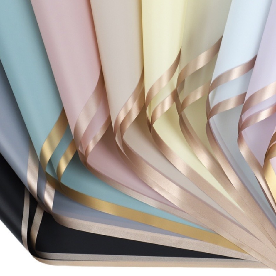 Pastel Korean wrapping paper with gold edges